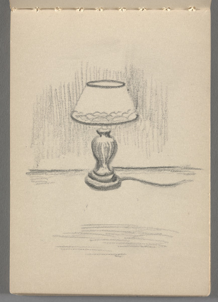 Sketchbook No. 10, page 15: Pencil sketch of table lamp with shade