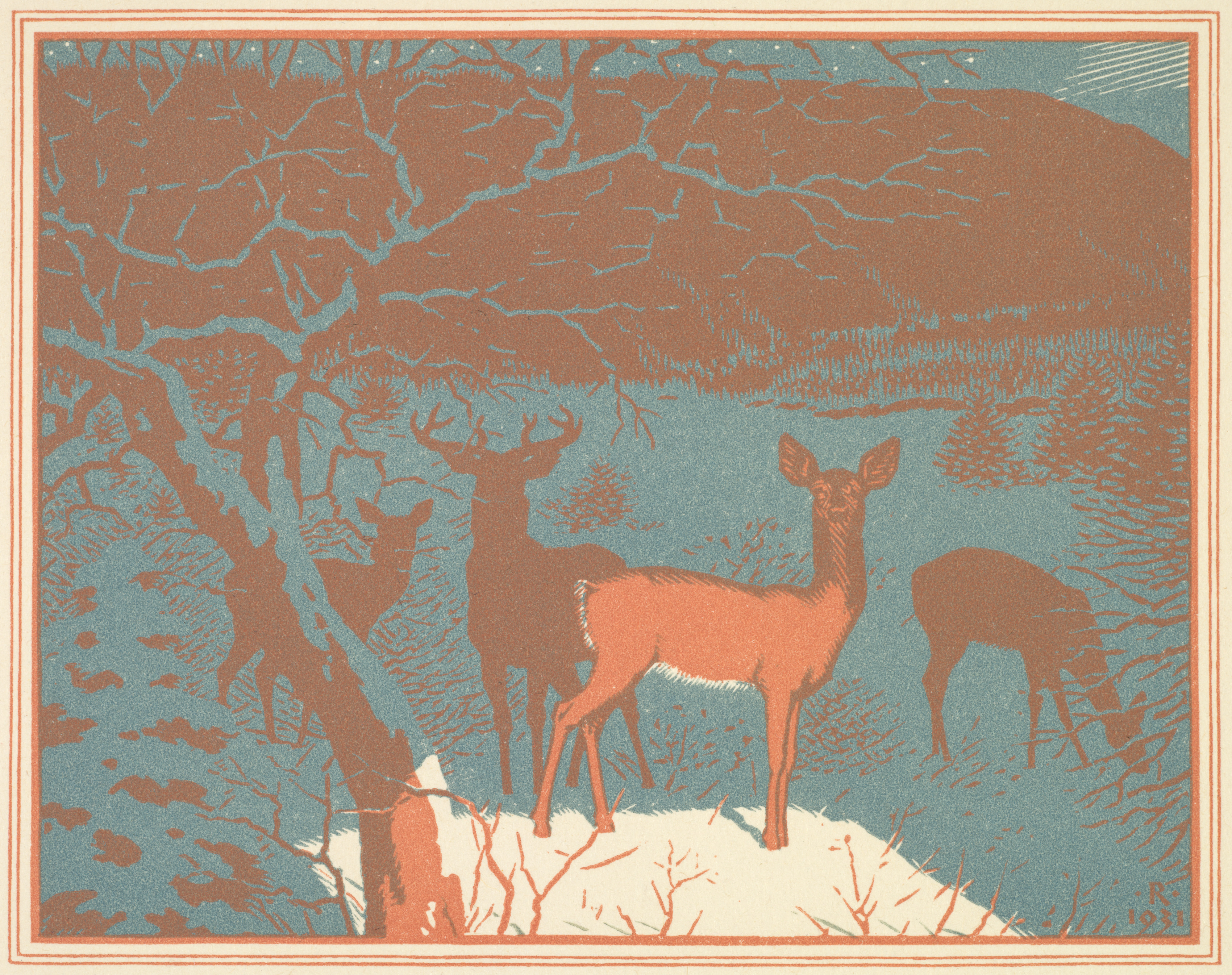 Deer in Winter Landscape