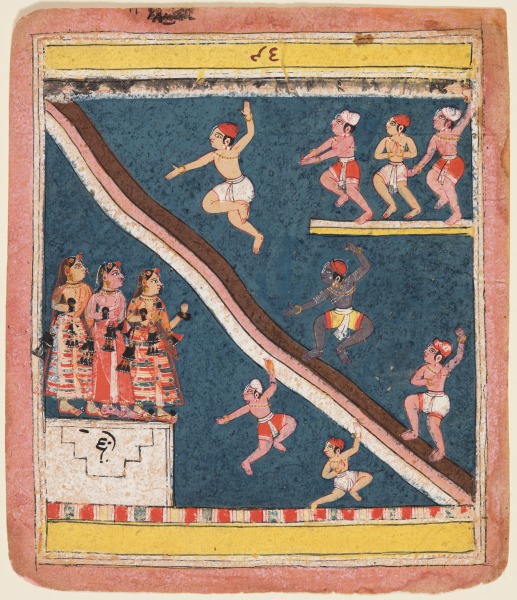 Krishna and the Cowherds Dive into the River, from a Rasikapriya