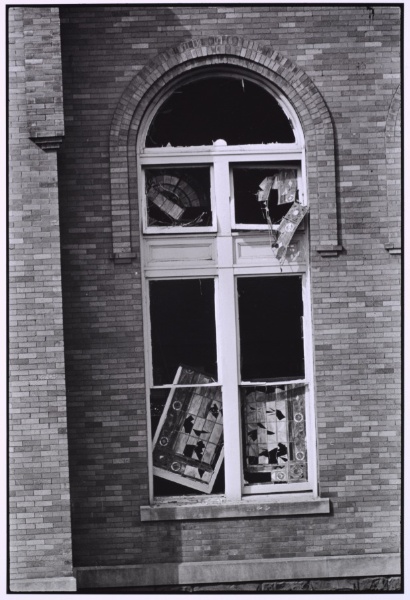 Windows of Sixteenth Street Baptist church, where four fourteen-year-old girls were killed by a KKK bomb