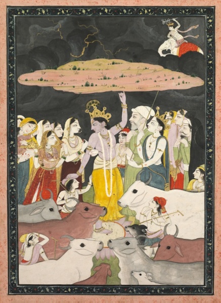 Krishna Lifting Mount Govardhan