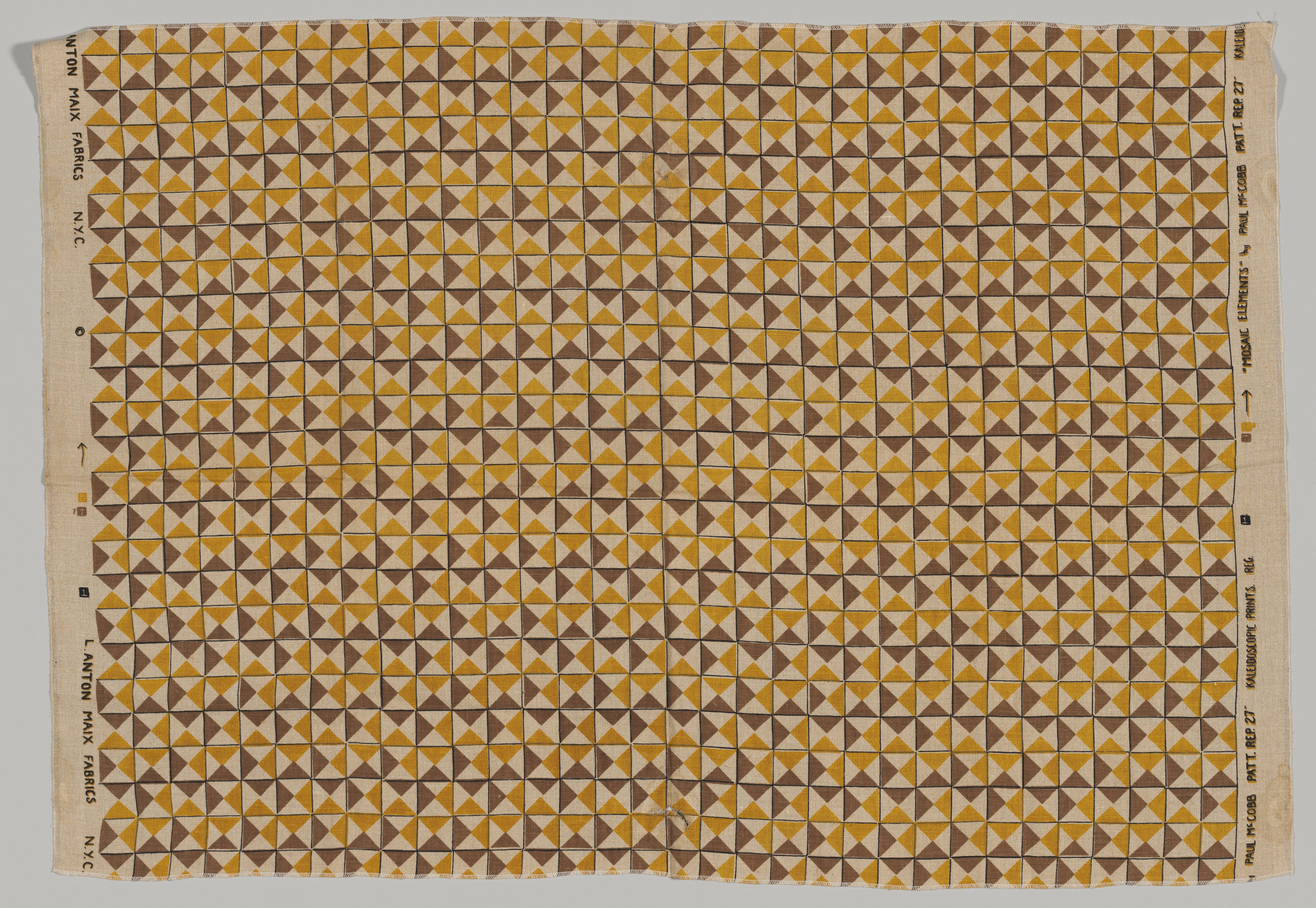 Mosaic Elements (mustard, brown triangles)