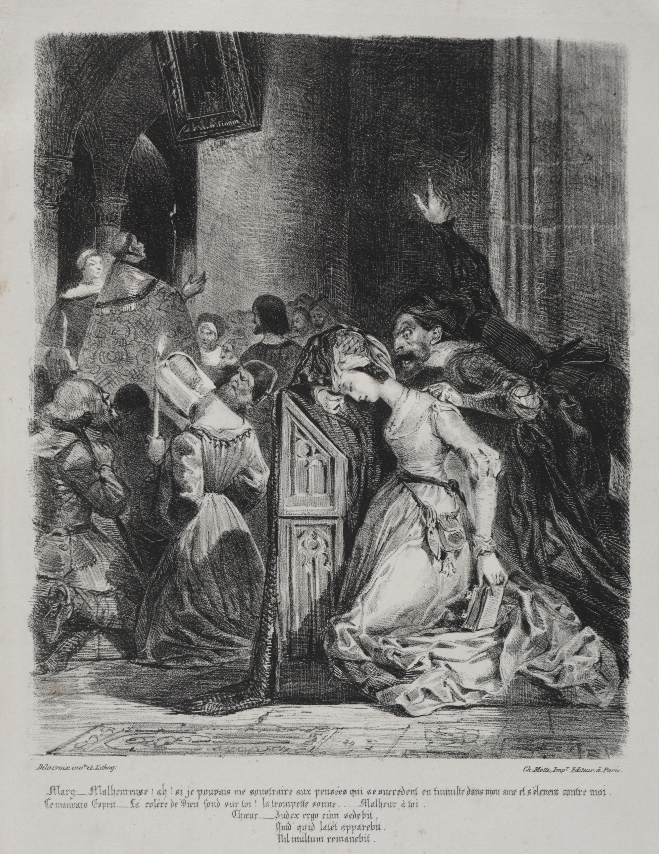 Illustrations for Faust: Marguerite at church