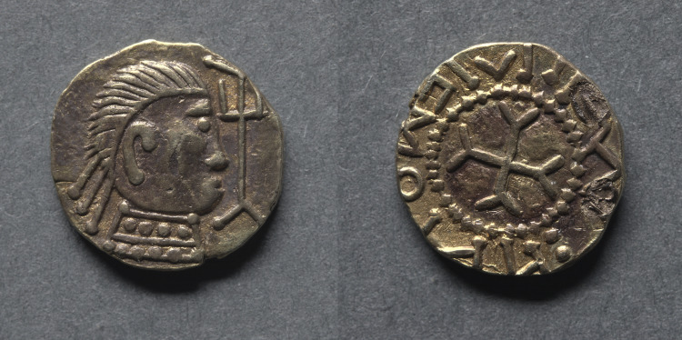 Witmen Tremissis: Bust and Trident (obverse); Cross Fourchée (reverse)