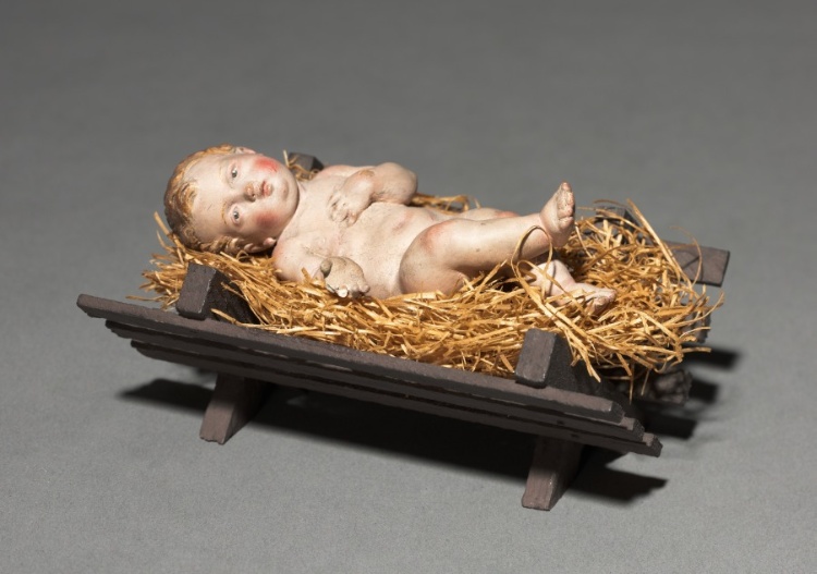 Figure from a Crèche: Infant Christ with Crib and Straw