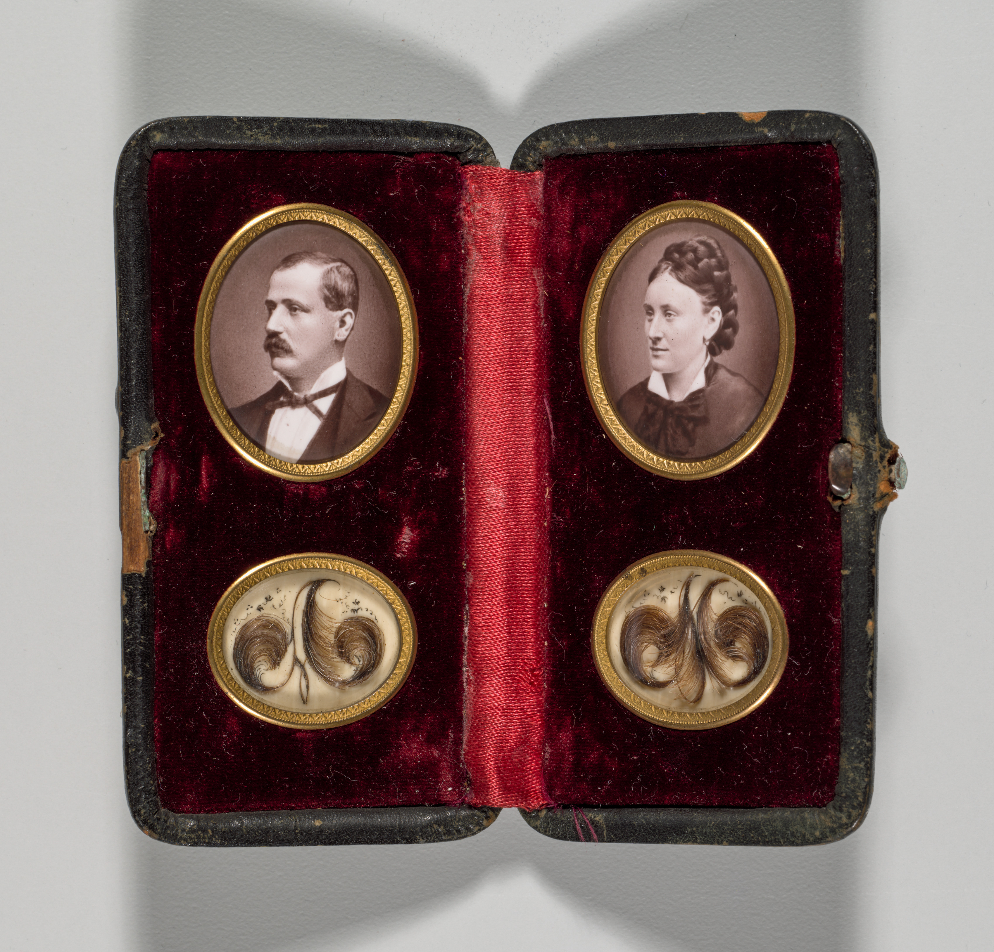 Untitled (Case with portraits of a man and woman and hair ornaments)