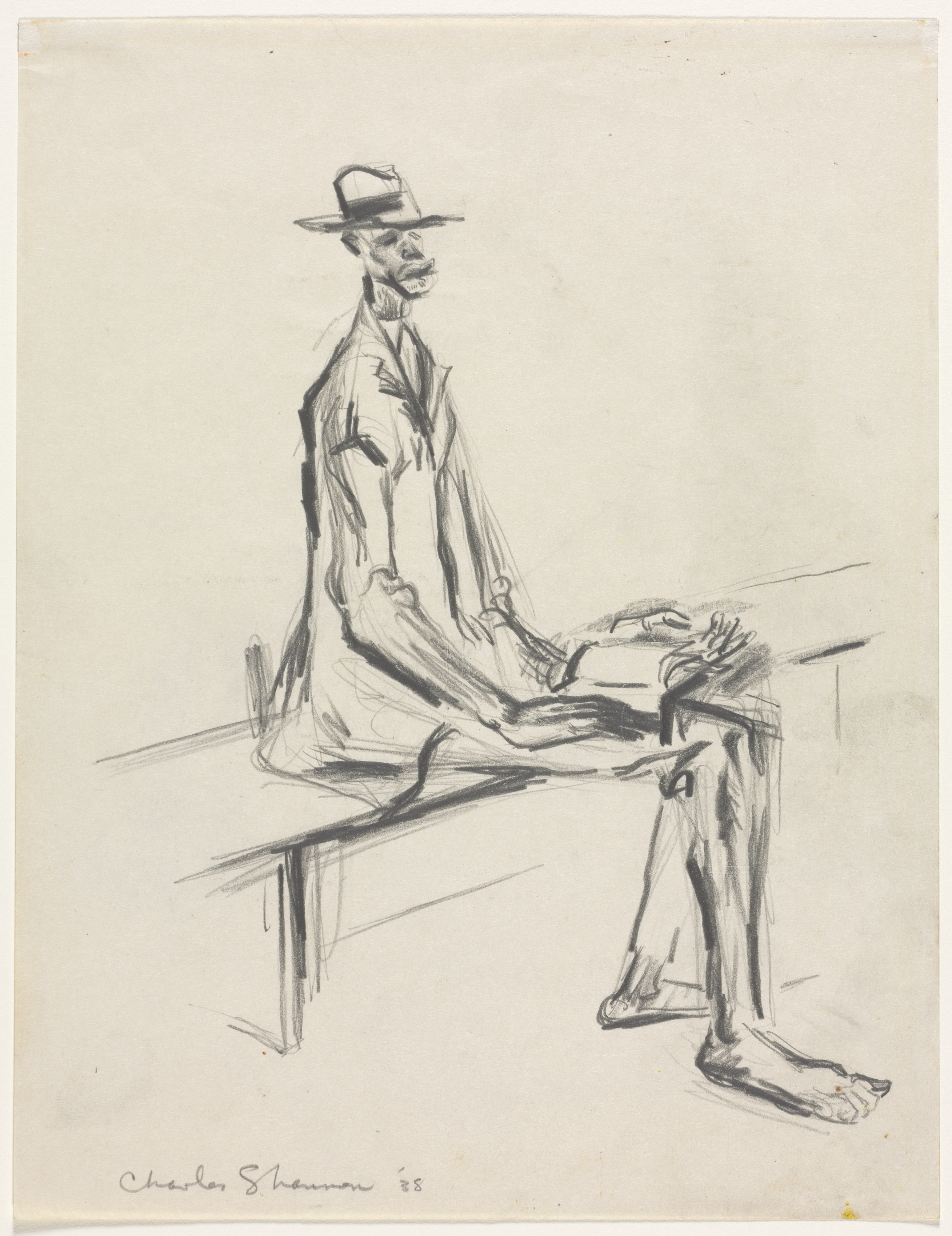 Man Seated on a Bench