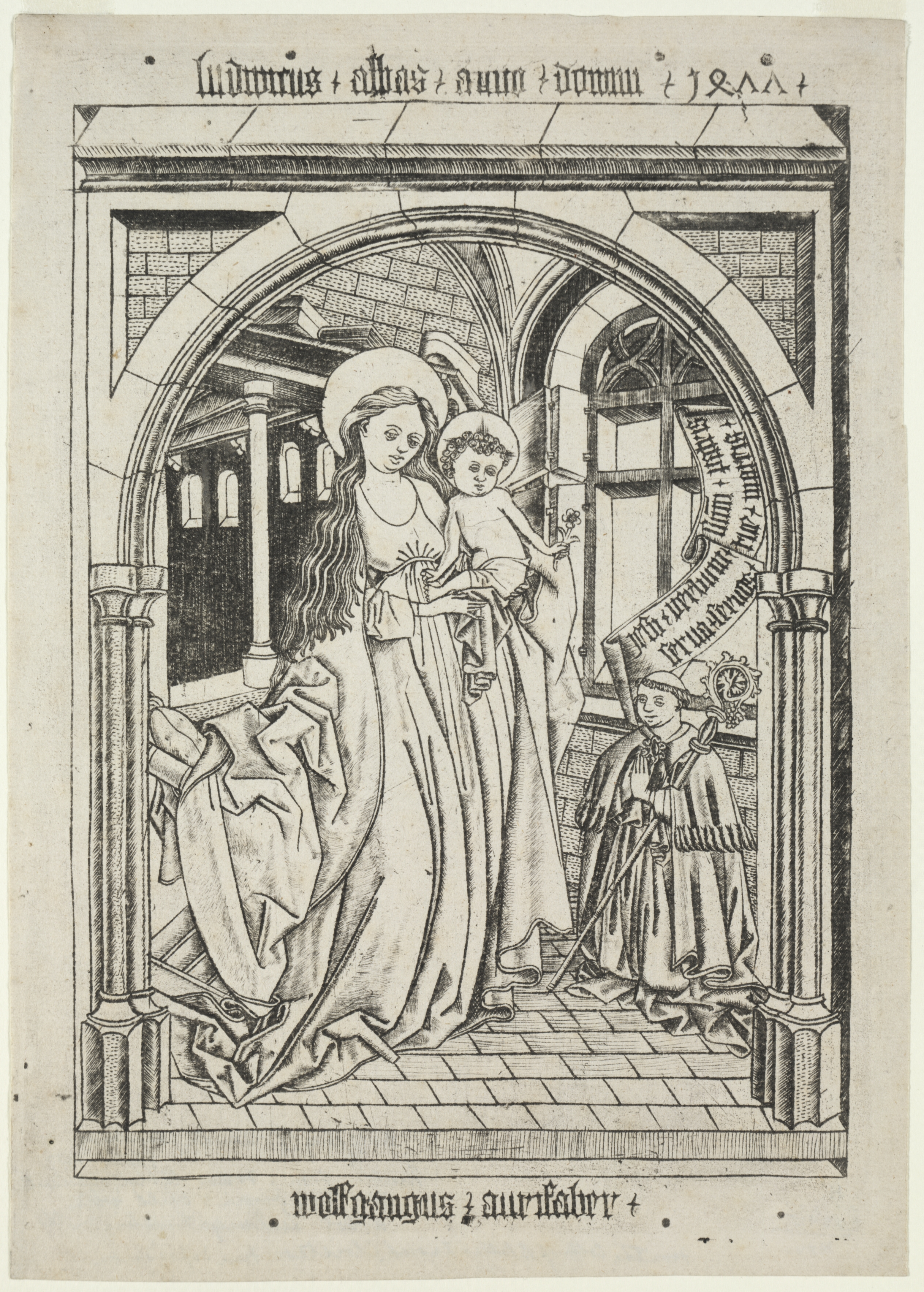 Virgin and Child, Abbot Ludwig Kneeling