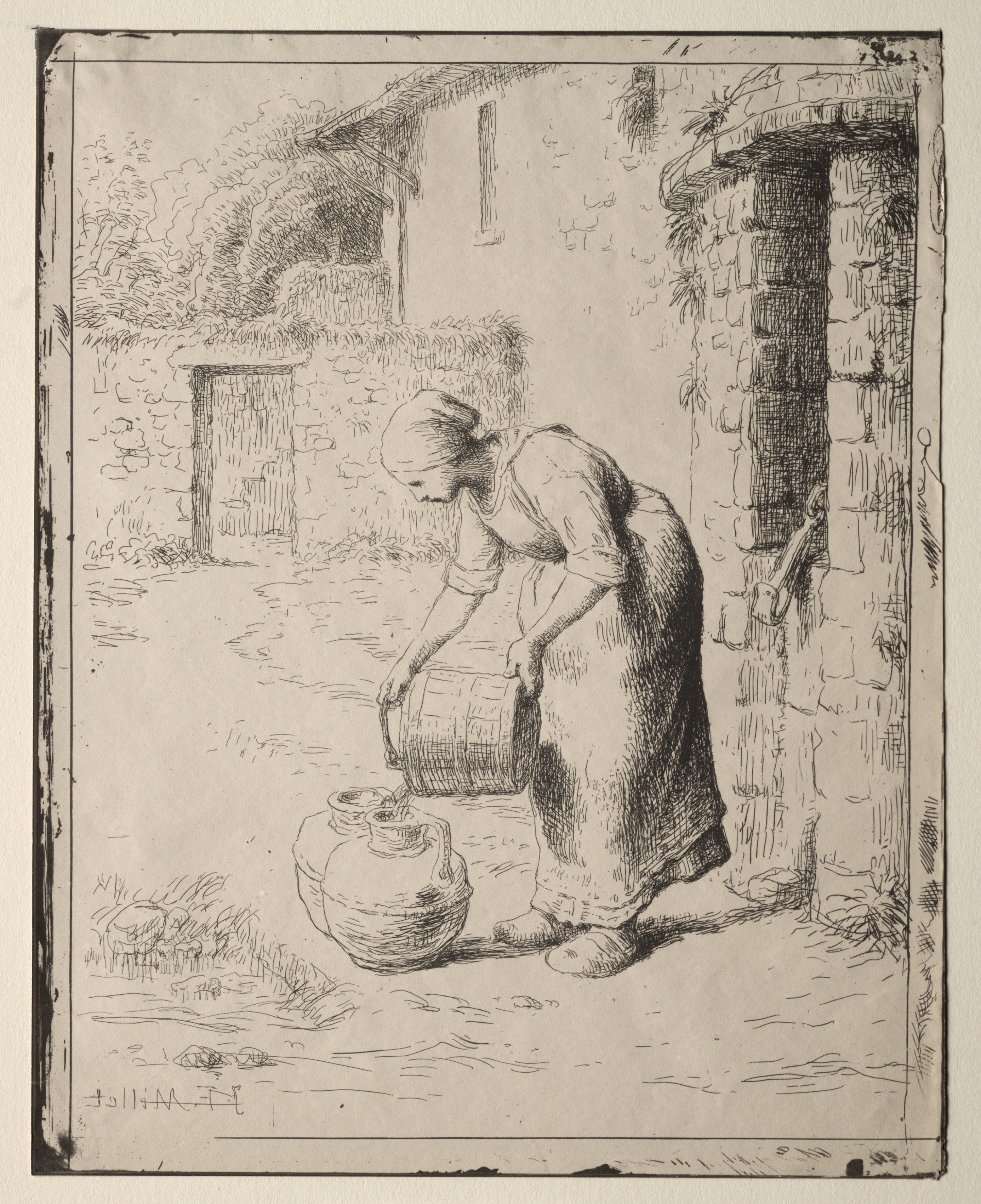 A Woman Emptying a Bucket