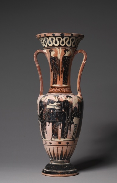 Black-Figure Loutrophoros (Ritual Water Vessel): Prothesis (Laying out of Corpse), Mourners