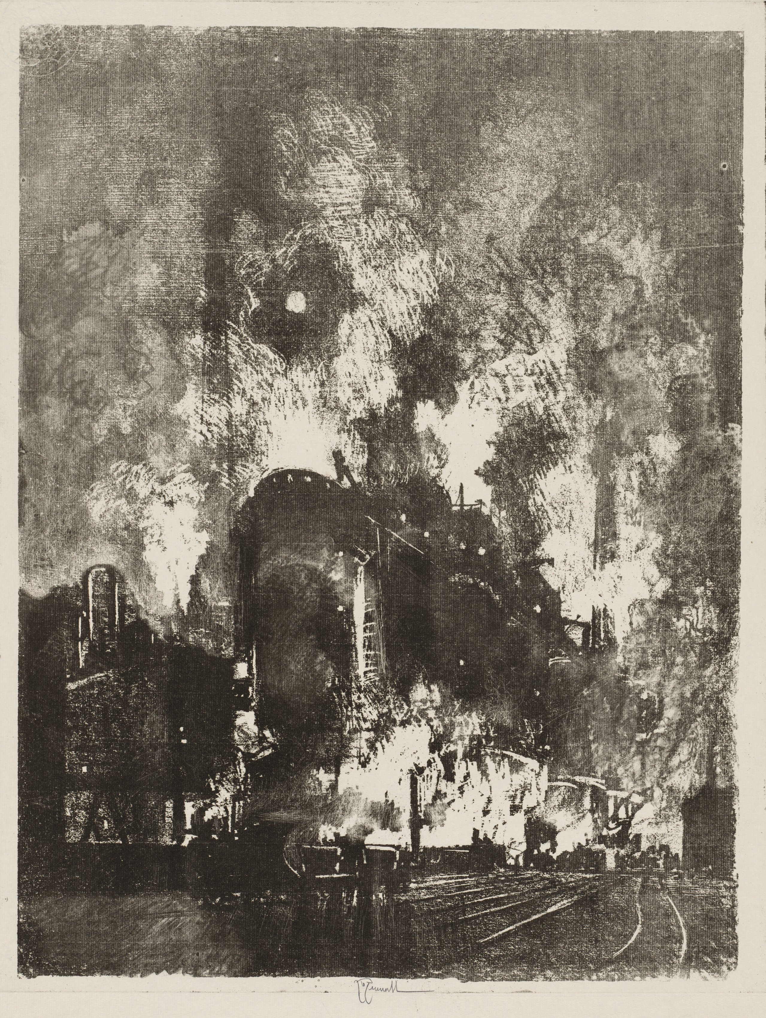 English War Work:  Furnaces at Night