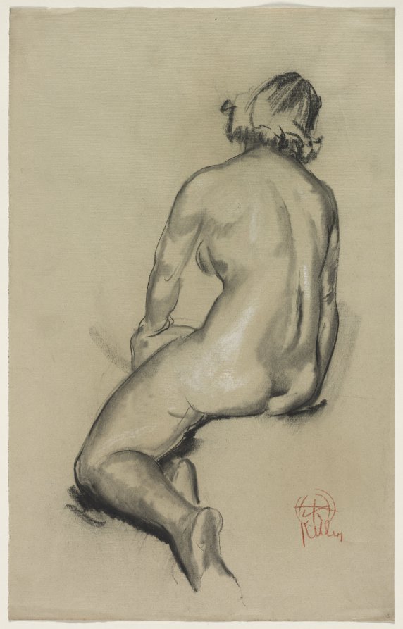 Nude Woman Seated, Seen from the Back (recto), Henry Keller, c. 1891–1949