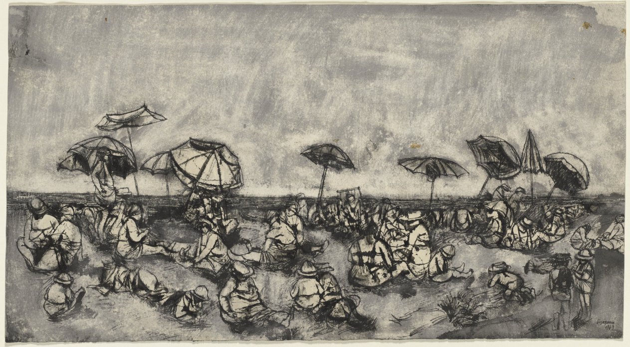 The Beach at Ostia, Renzo Vespignani, 1949