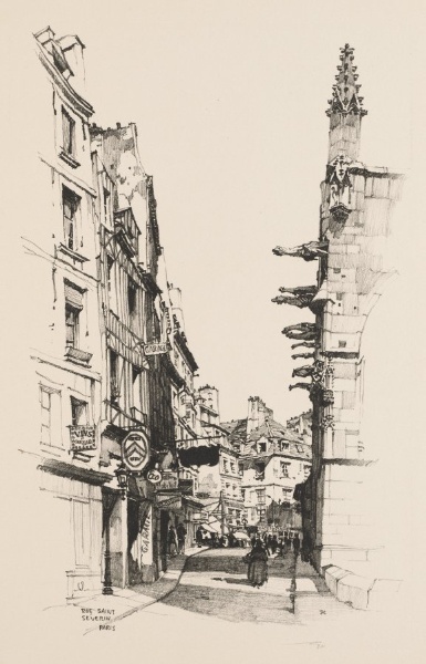 Twenty Lithographs of Old Paris (Vingt Lithographies du Vieux Paris): Rue Saint Séverin, Paris