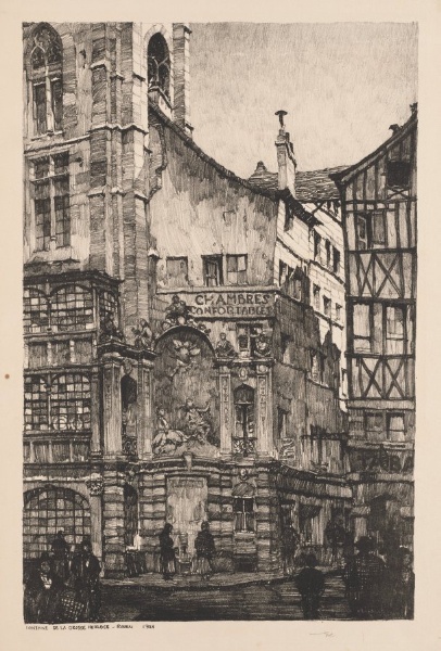 Twenty Lithographs of Old Paris (Vingt Lithographies du Vieux Paris): Fontaine de la Grosse Horloge, Rouen