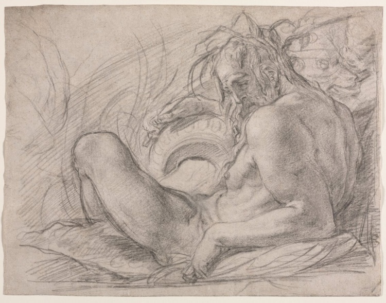 The River God Tiber (Study for a fresco, Miracle of the Snow, or the Foundation of Santa Maria Maggiore, Rome in the Canigiani chapel of S. Felicita, Florence)