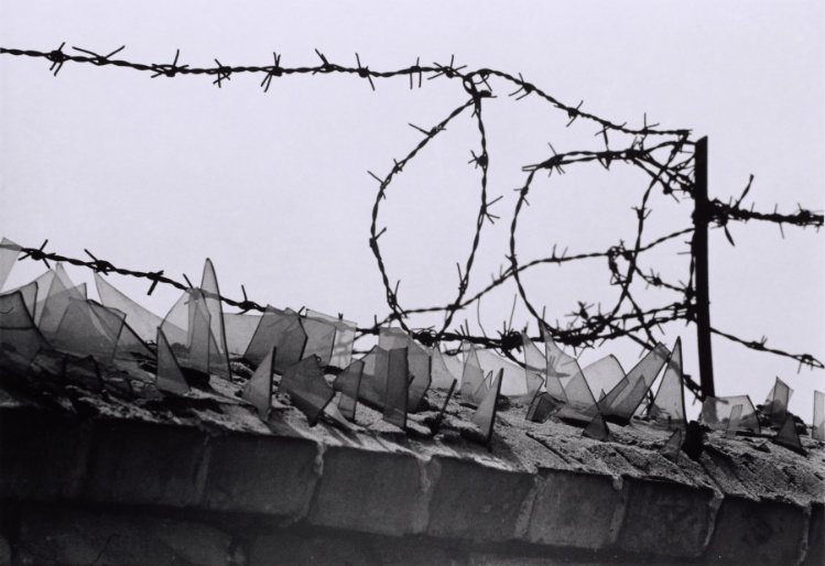 Barbed Wire and Glass Spikes on the Berlin Wall