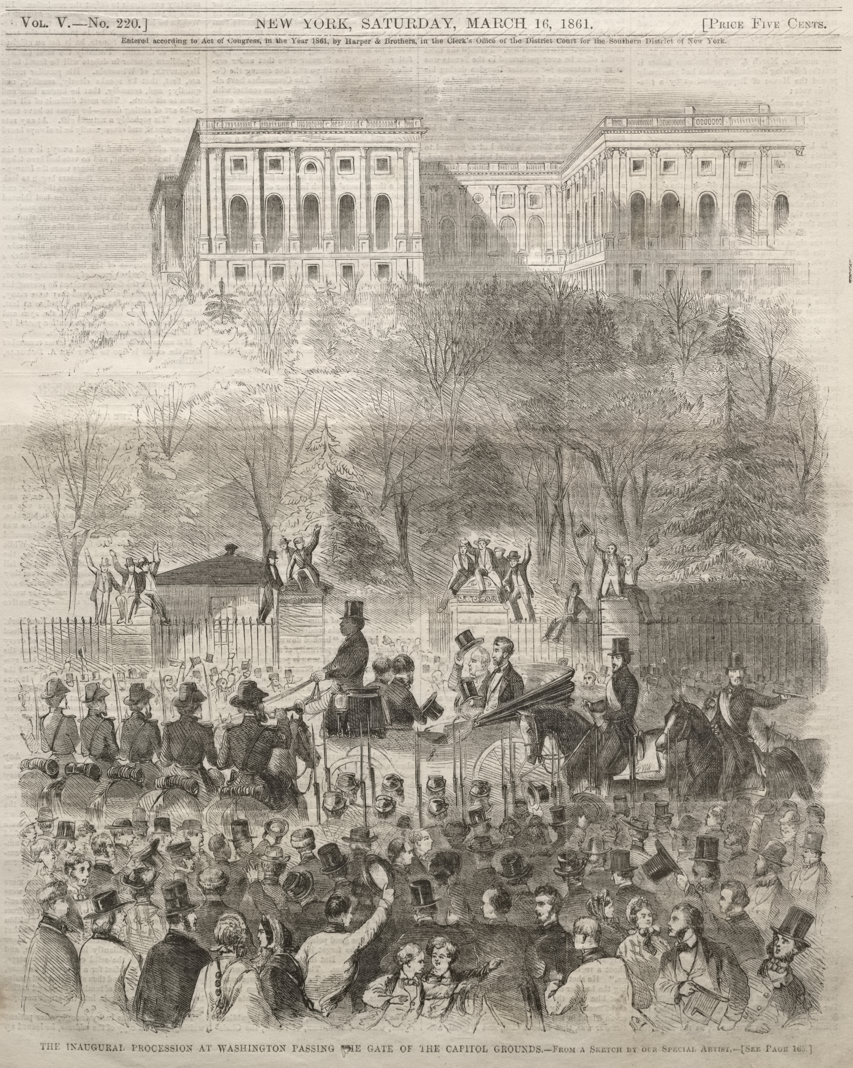 The Inaugural Procession at Washington Passing the Gate of the Capital Grounds