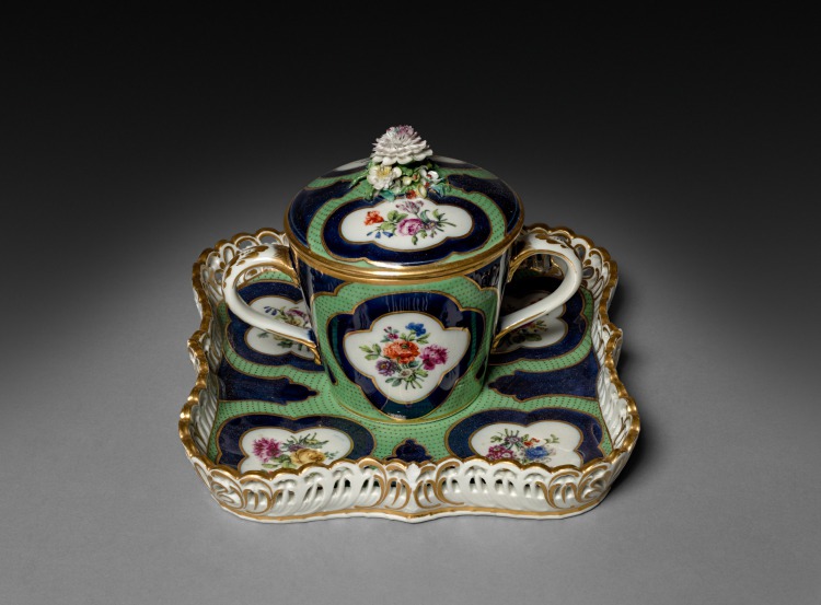 Two-Handled Covered Cup and Stand