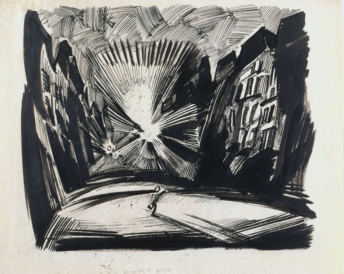 Figure in the Street at Night (recto), Ludwig Meidner, 1913