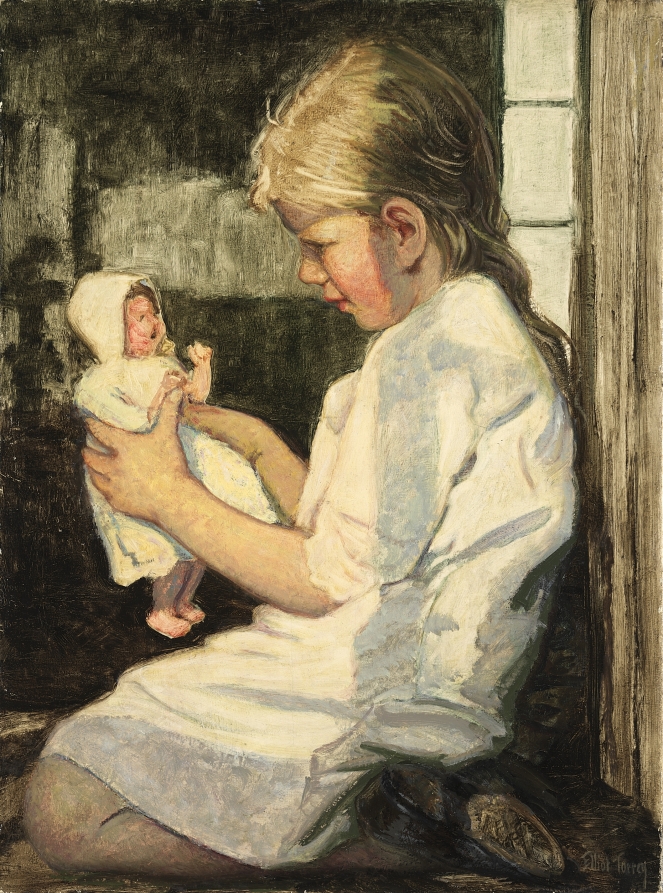 Girl with a Doll, Elliot Torrey, 1920