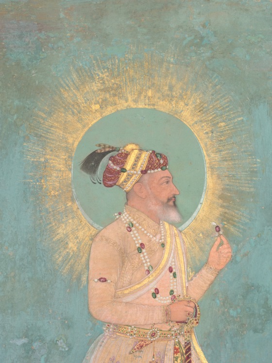 Shah Jahan holding a spinel and a long Deccan sword, from the Late Shah