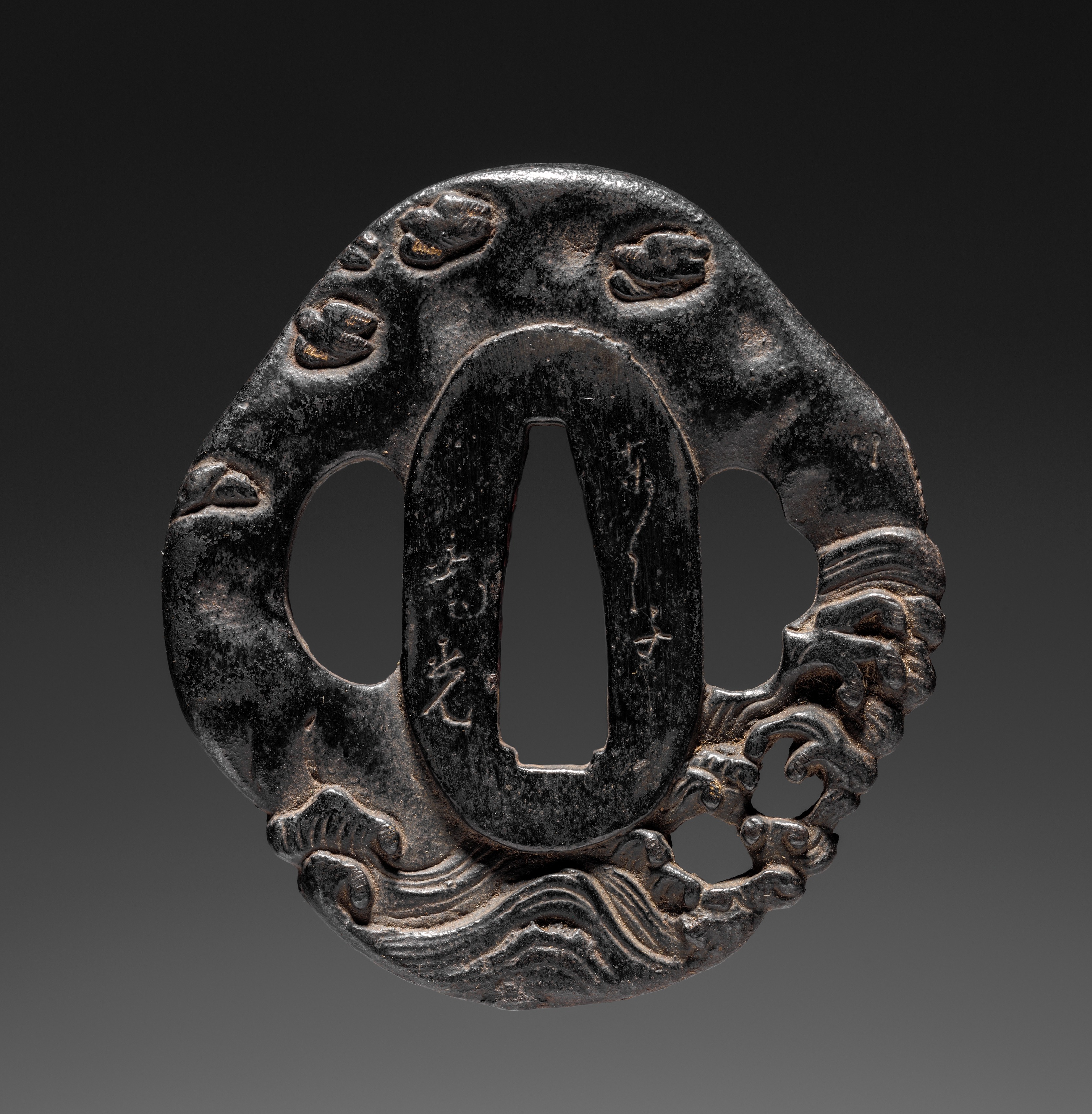Sword Guard (Tsuba) with Plovers in Waves