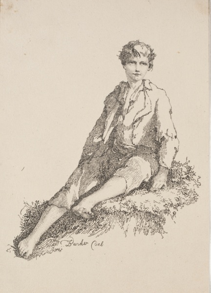 Specimens of Polyautography:  Boy Seated on a Grassy Bank