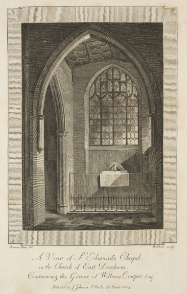 View of St. Edmund's Chapel in the Church of East Dereham, containing the Grave of William Cowper Esquire
