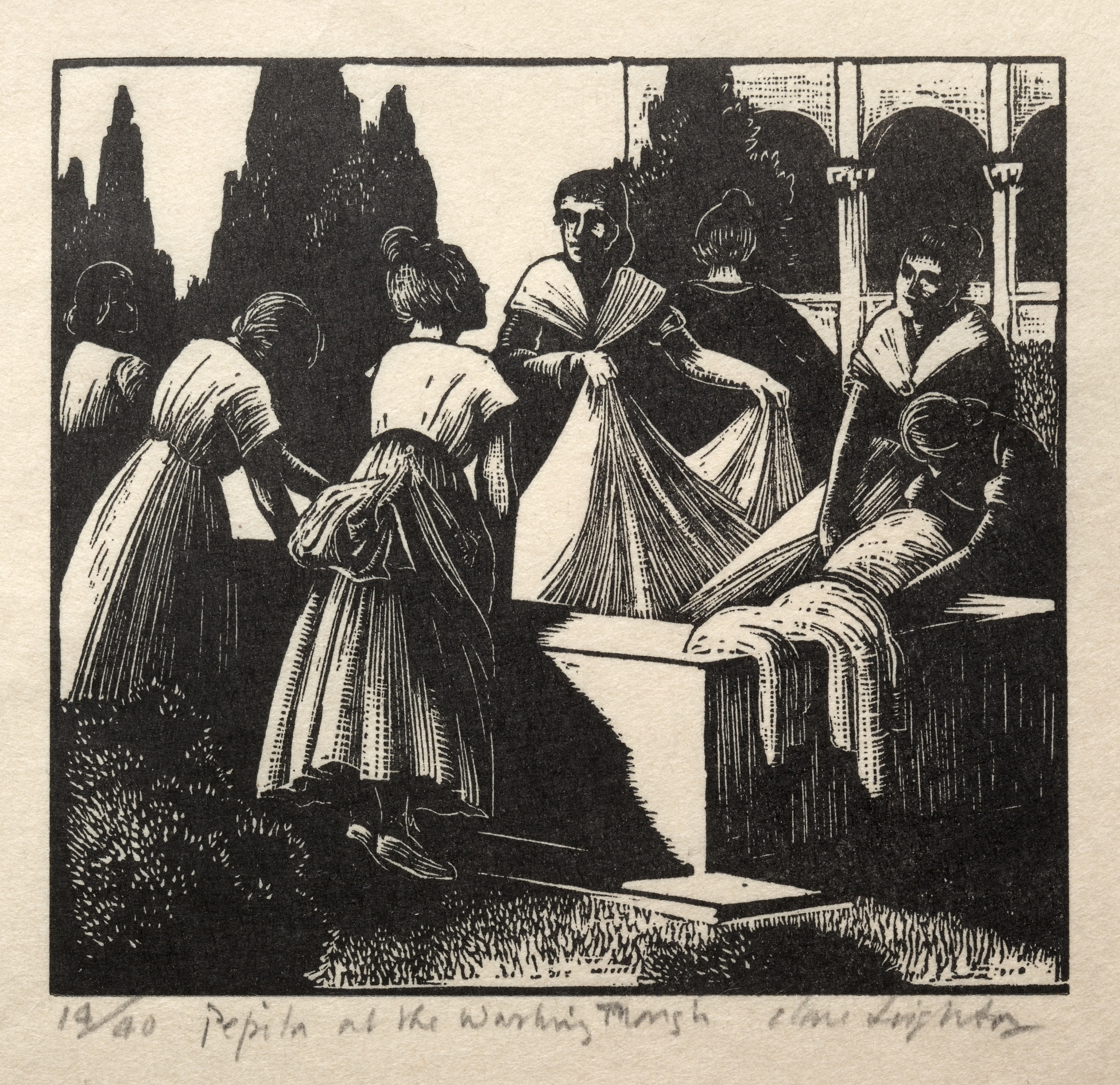 Pepita Washing (illustration for The Bridge of San Luis Rey by Thornton Wilder)