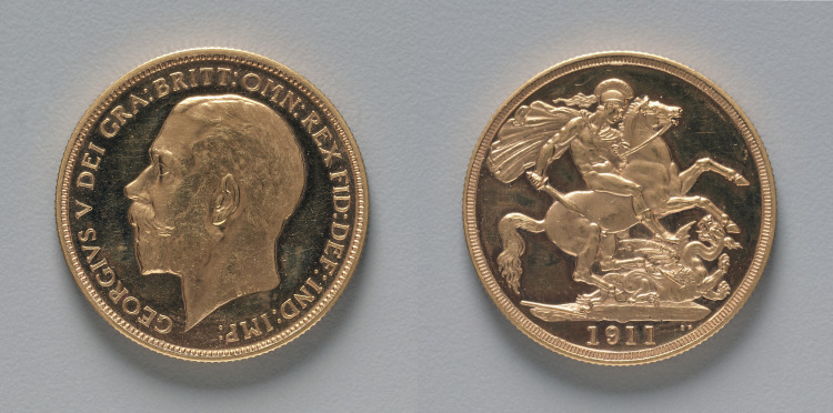 Two Pound Piece: George V (obverse); St. George and the Dragon (reverse)