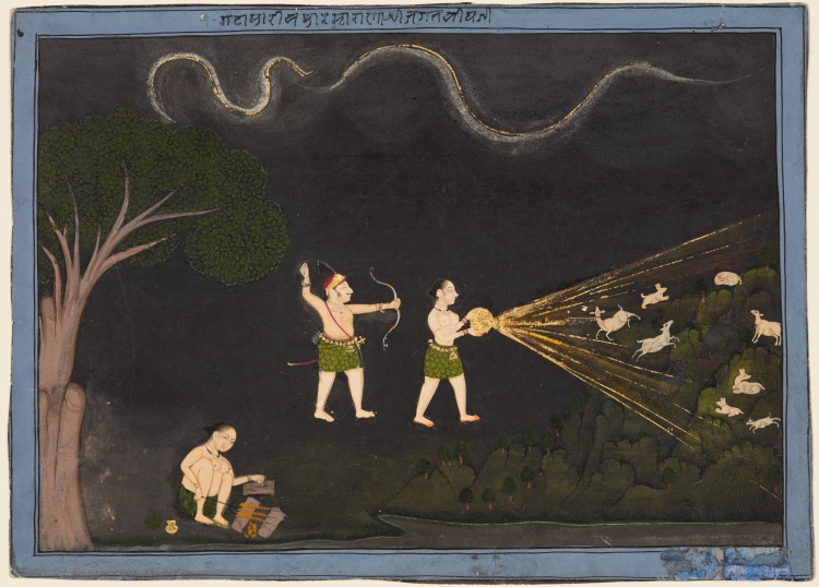 Maharana Jagat Singh II of Mewar (r. 1734–51) Dressed as a Bhil, Hunting Deer at Night