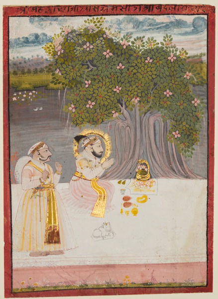 Maharana Sangram Singh II (r. 1710–34) Worshipping a Linga Under a Banyan Tree
