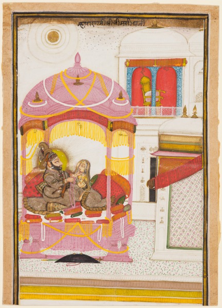 Maharana Bhim Singh of Mewar (r. 1778–1828) with a Consort