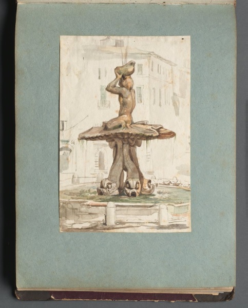Album with Views of Rome and Surroundings, Landscape Studies, page 17a: Roman Fountian