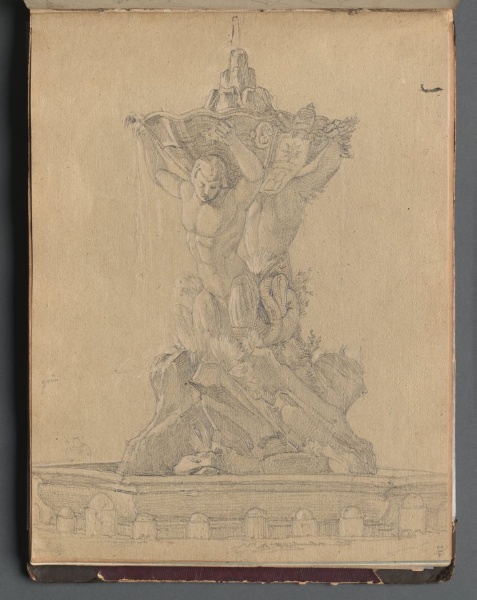 Album with Views of Rome and Surroundings, Landscape Studies, page 21a: Roman Fountian