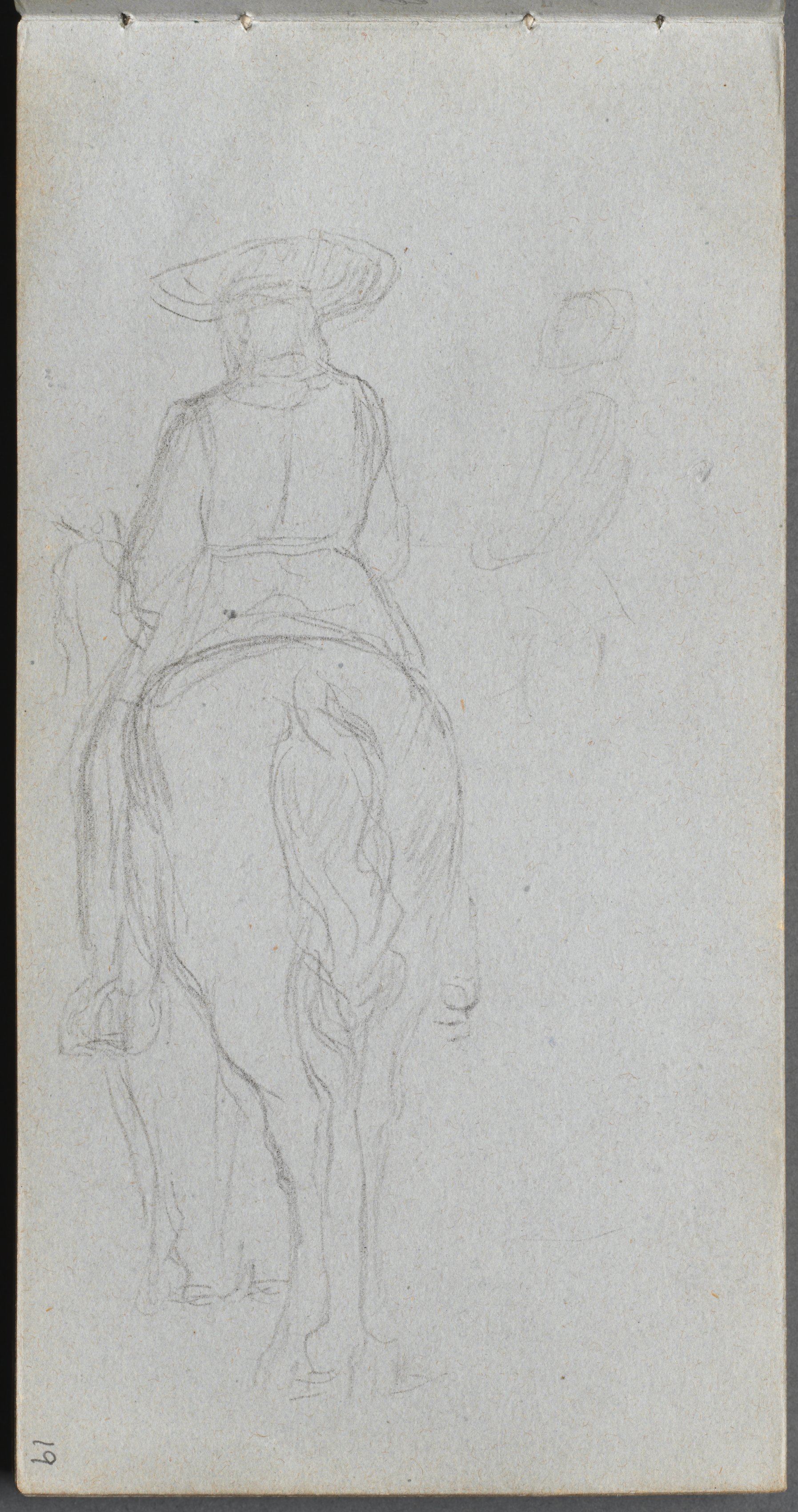 Sketchbook, page 19: Study of a Figure on Horseback seen from behind