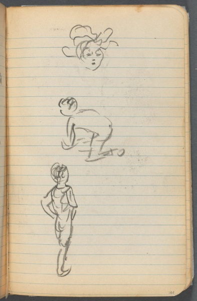 Sketchbook, page 101: Three Figures 