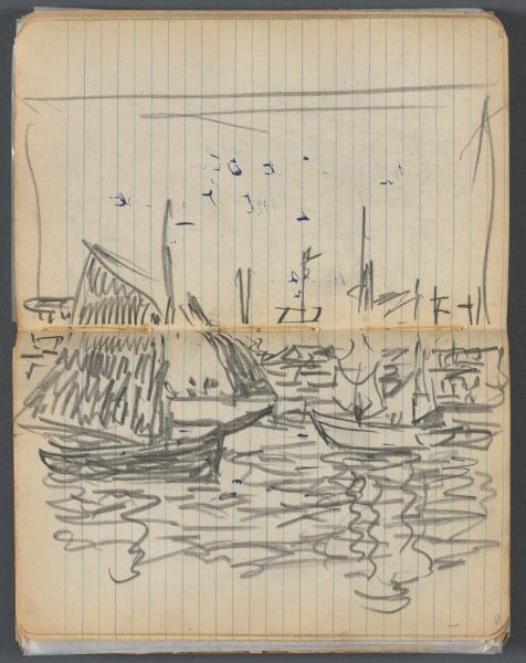 Sketchbook, page 056 &57: View of Sailboats 