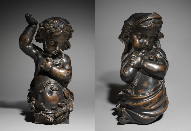 Pair of Bronze Statues: Autumn and Winter