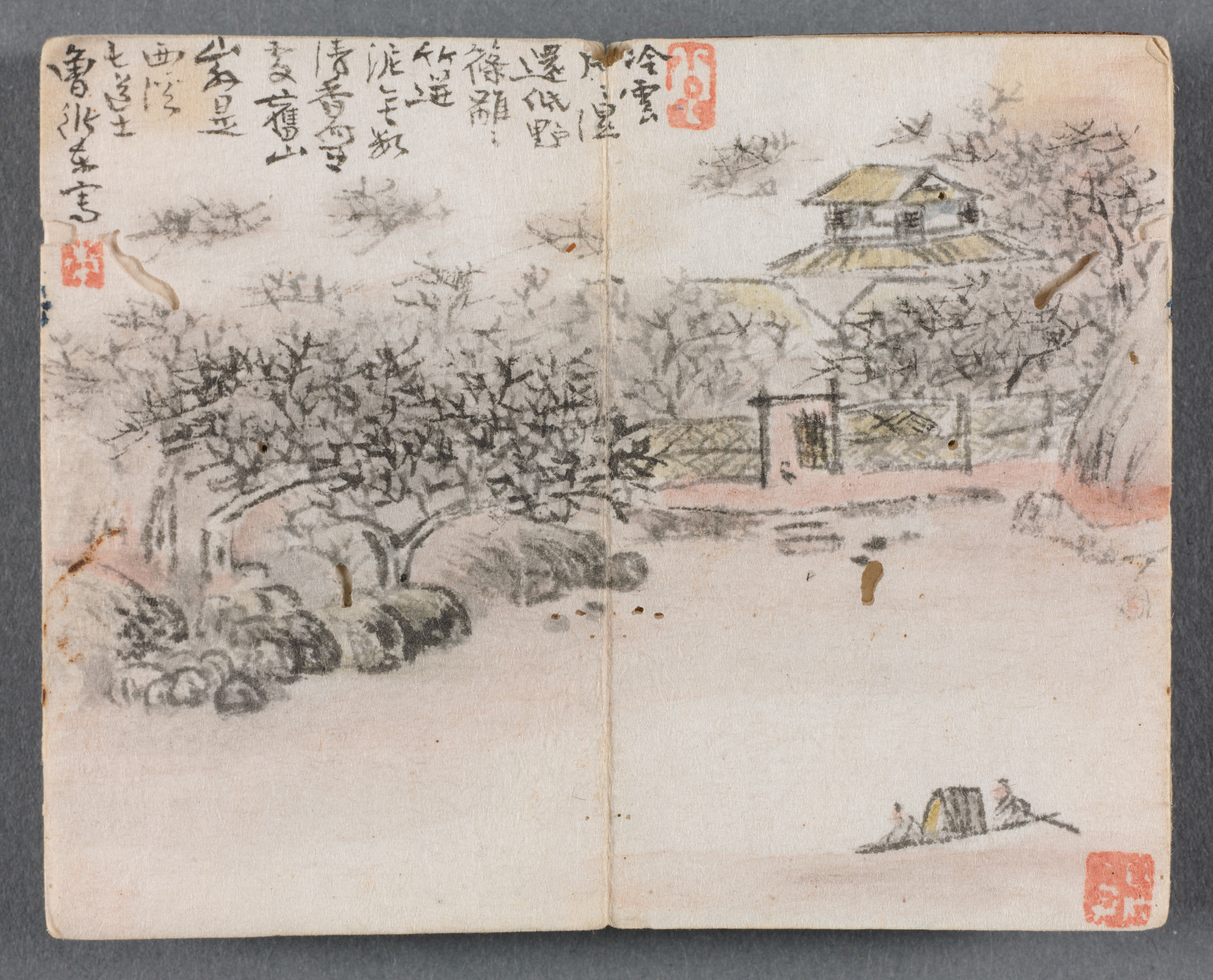 Miniature Album with Figures and Landscape (Landscape with Two Boatmen)
