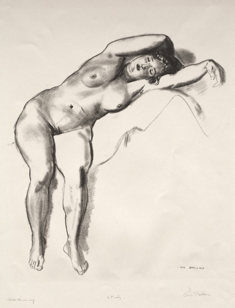 Nude Study, Woman Stretched on Bed