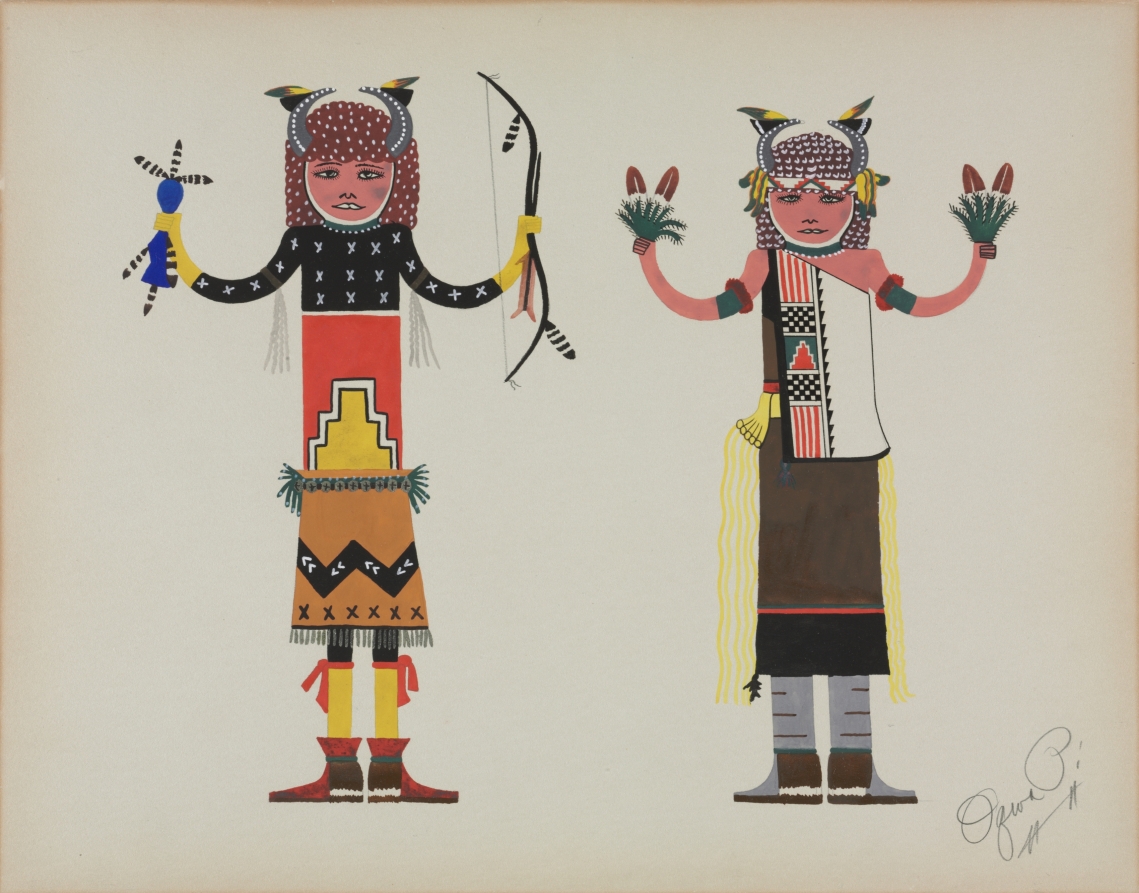 Two Dance Figures, Oqwa Pi (Abel Sanchez), 1930s