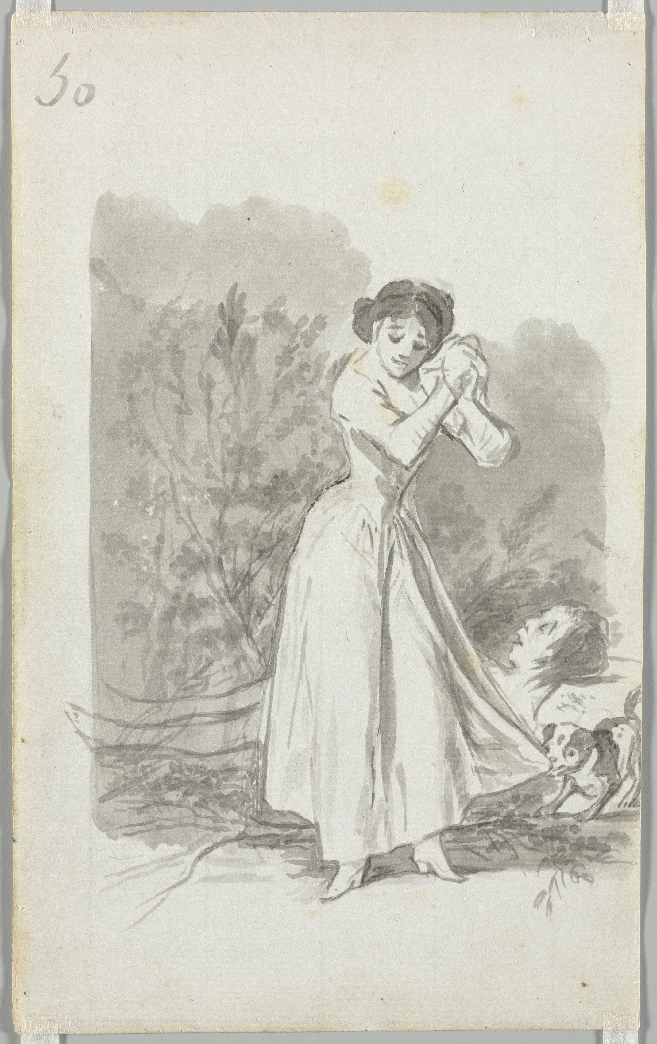 Young Woman Wringing Her Hands over a Man's Naked Body (verso)