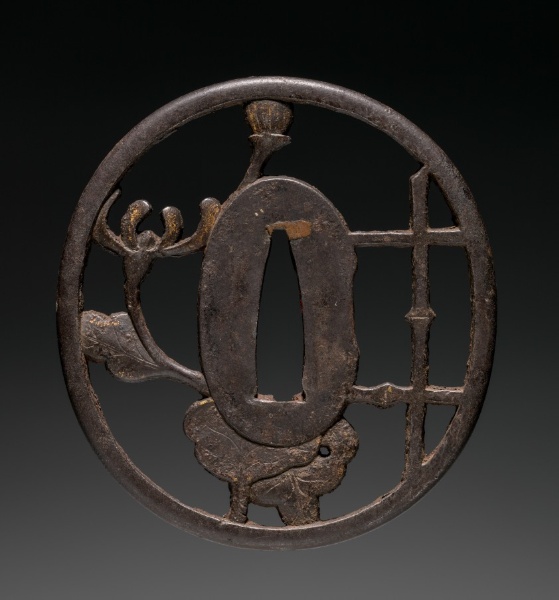 Sword Guard (Tsuba) with Fence and Flower