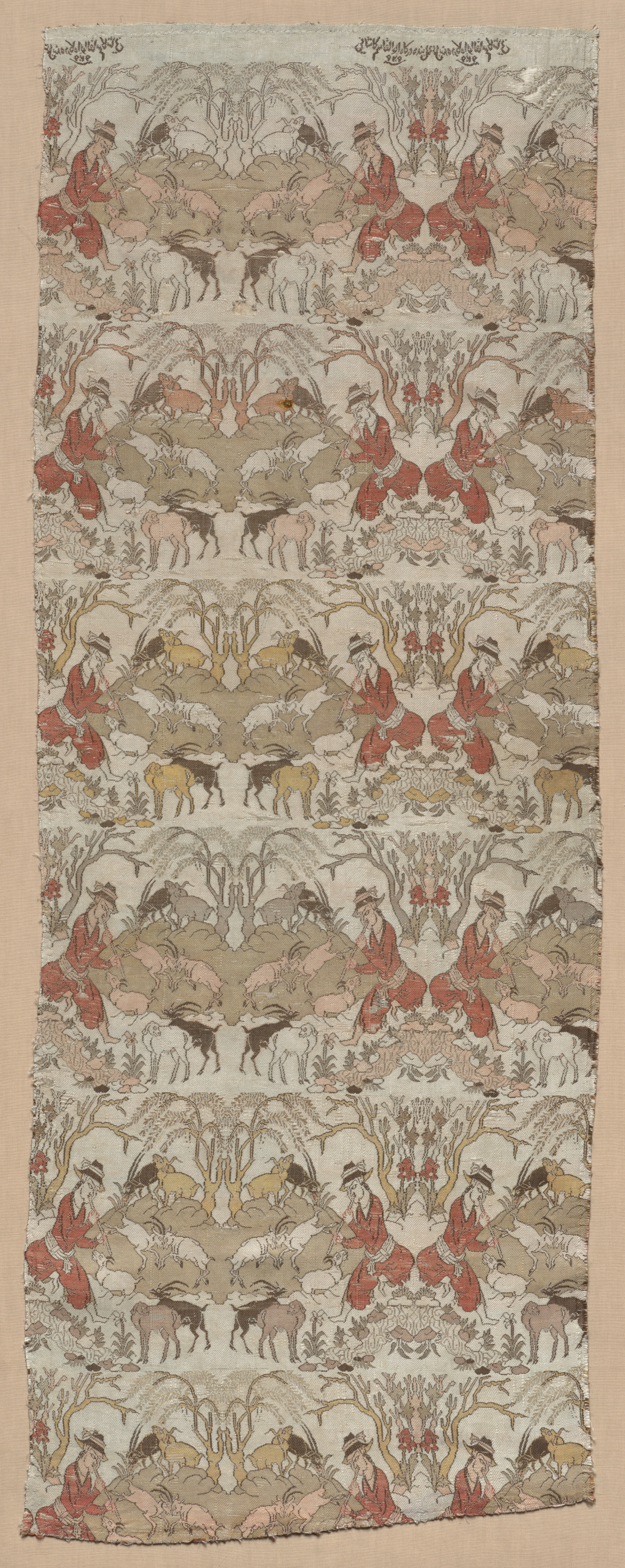 Silk Textile with Goatherds in a Landscape