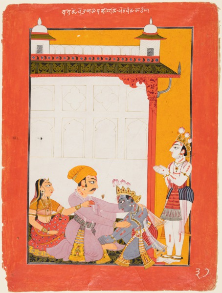 Krishna and Balarama Touching the Feet of Vasudeva and Devaki
