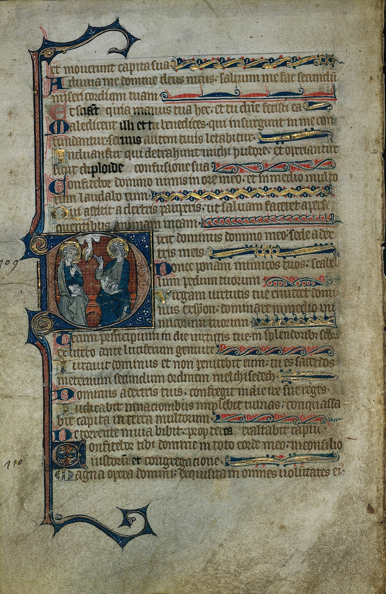 Leaf from a Psalter: Historiated Initial D with The Trinity