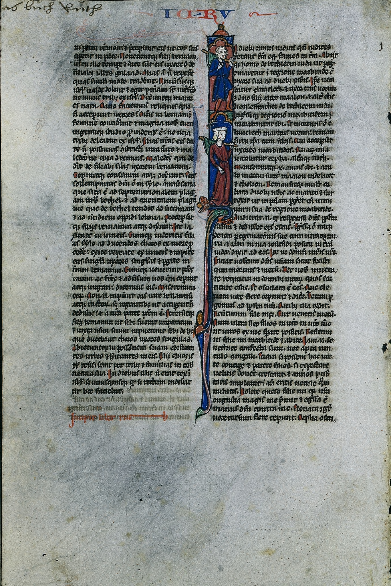 Initial I with Elimelech and Naomi: Leaf from a Latin Bible