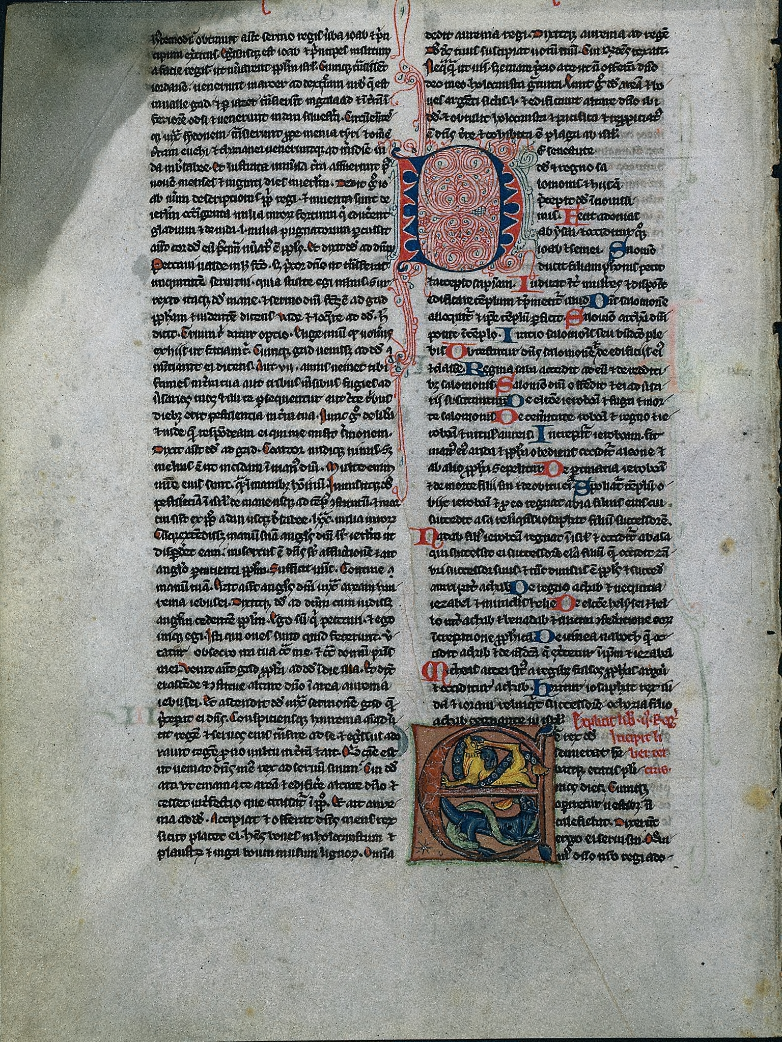 Leaf from a Bible: Initial E: Entwined Lions and Serpents (1 of 2 Excised Leaves)